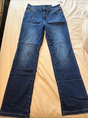 Grace and Lace Fleece Straight Leg Jean - Dark Mid Wash